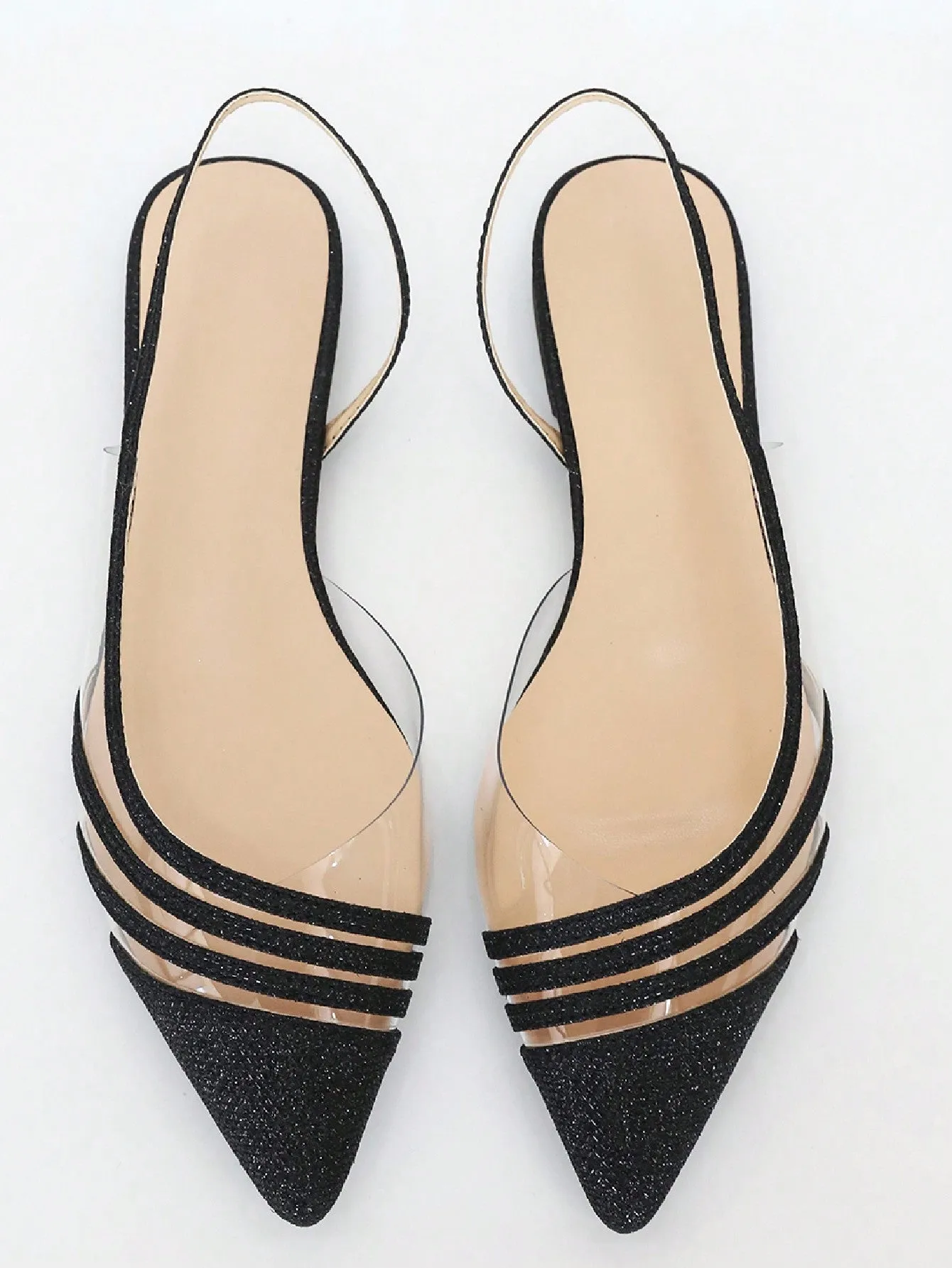 Women Clear Detail Glitter Decor Flats, Fashionable Point Toe Flat Shoes