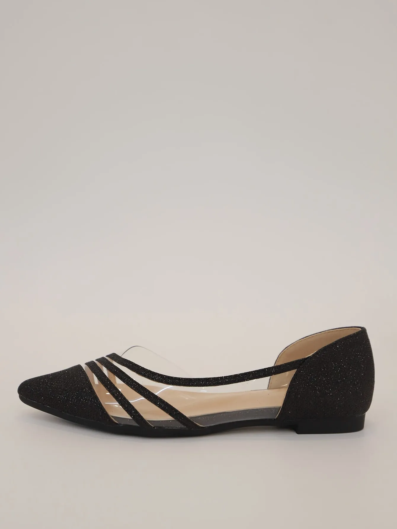 Women Clear Detail Glitter Decor Flats, Fashionable Point Toe Flat Shoes
