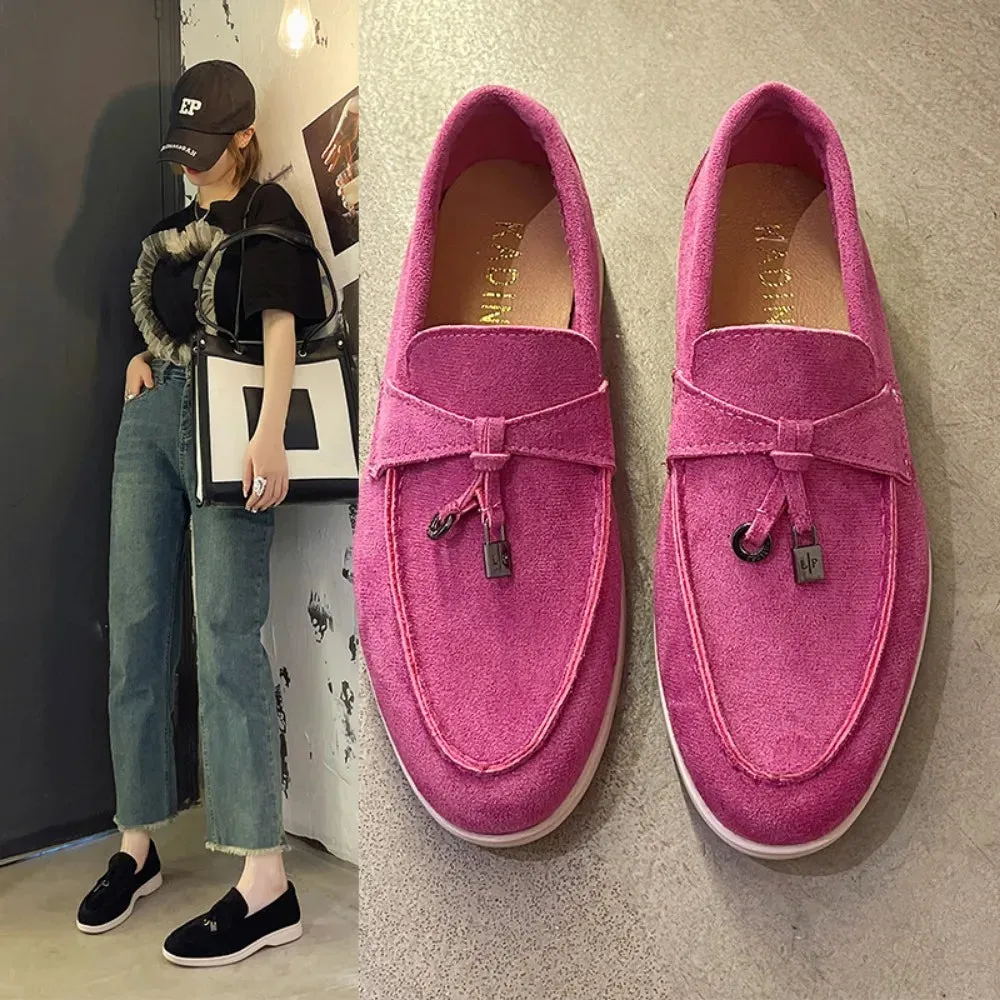 Women Flats Shoes Platform Suede Loafers Shoes Casual Ladies Walking Non Slip