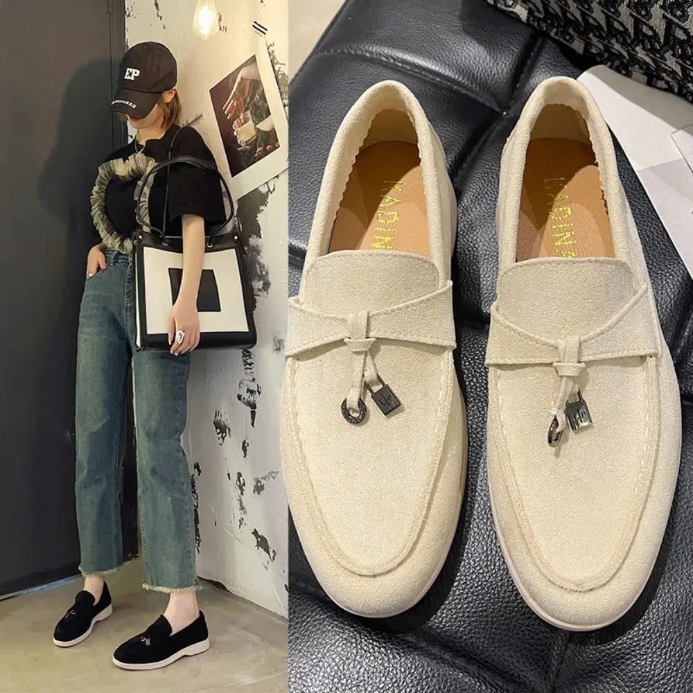Women Flats Shoes Platform Suede Loafers Shoes Casual Ladies Walking Non Slip