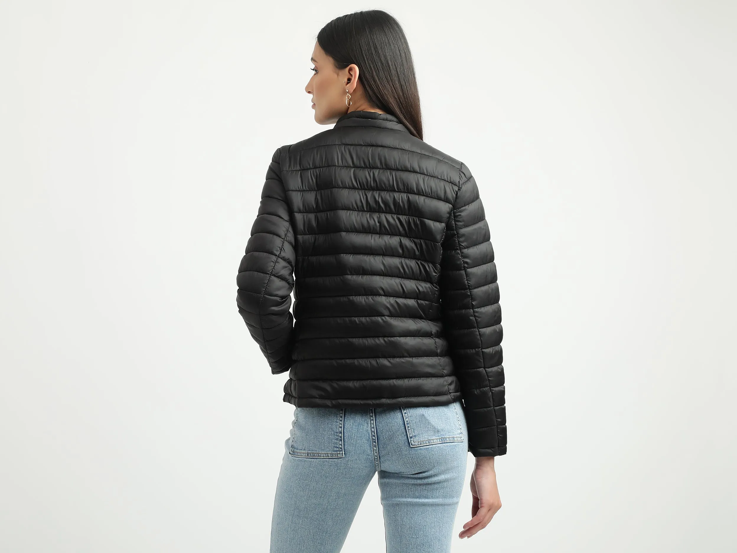 Women Quilted High Neck Reversible Jacket