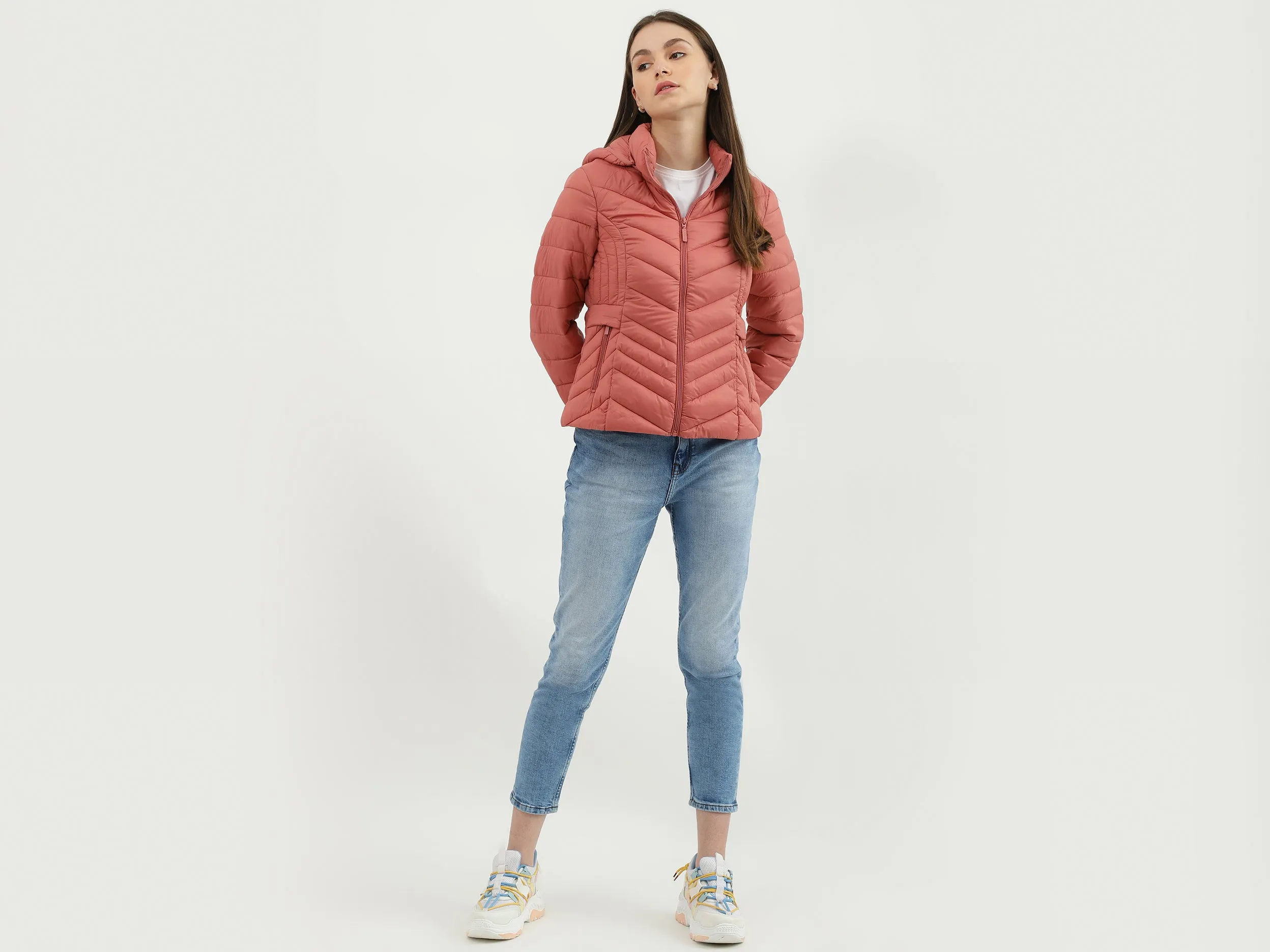 Women Quilted Hooded Neck Jacket