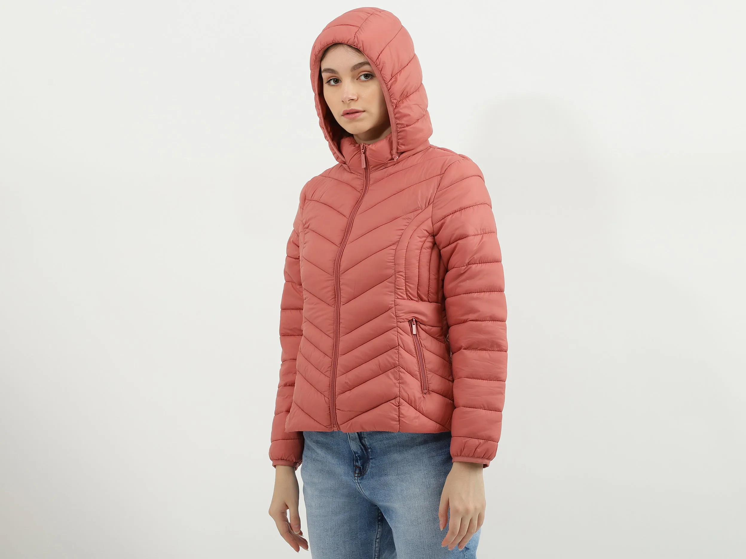 Women Quilted Hooded Neck Jacket