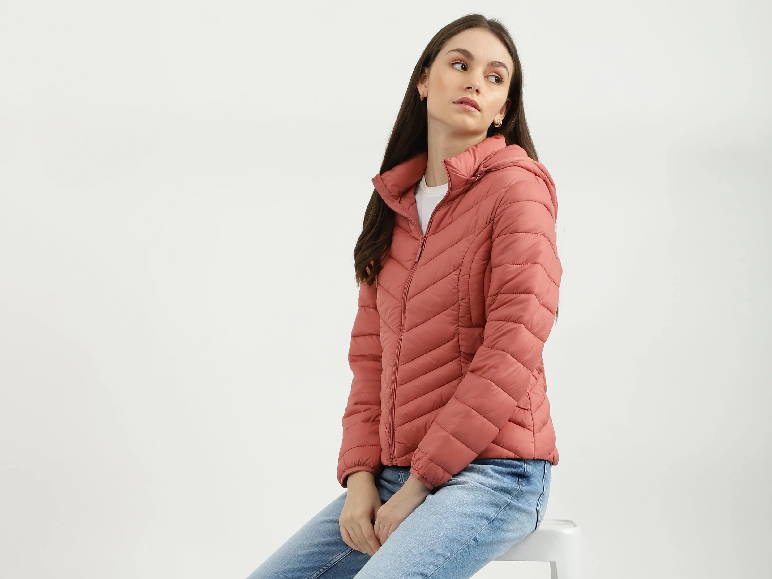 Women Quilted Hooded Neck Jacket
