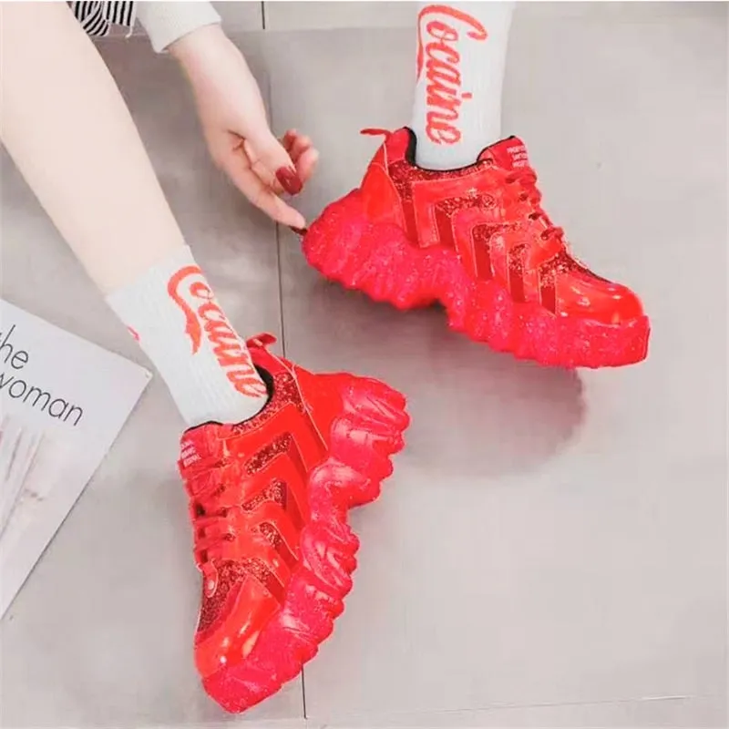 Women's Rhinestone Short Platform Sneakers 2020 Winter Fashion Style Warm Women Trainers Ladies Chunky Shoes Footwear