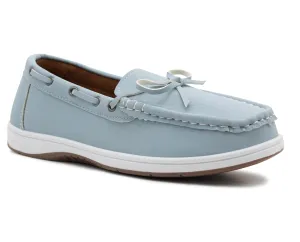Womens Slip On Loafers Boat Shoes Flat Casual Penny Loafer Lace Ladies Moccasin Pumps Deck Shoes Blue