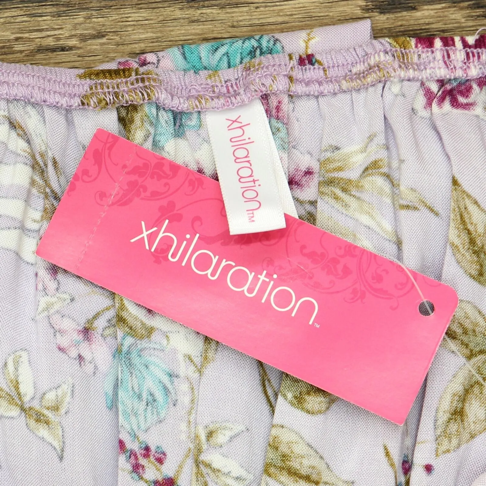 Xhilaration Women's Floral Print Sleeveless Button-Front Belted Dress Lavender S
