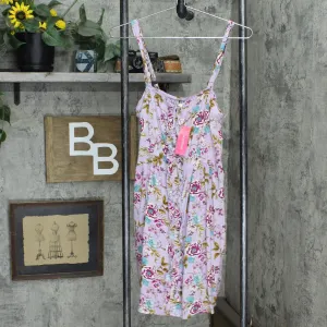 Xhilaration Women's Floral Print Sleeveless Button-Front Belted Dress Lavender S