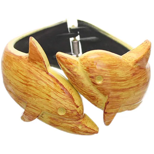 Yellow Dolphin Textured Hinged Bracelet