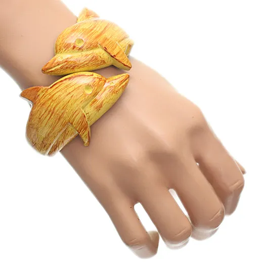 Yellow Dolphin Textured Hinged Bracelet