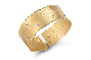 Yellow Gold Cuff with Bezel Set Diamonds