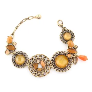 YELLOW ORANGE AND PECH STONE CRYSTAL WRAP AROUND BRACELETS #277BR2101 (7B4/6A4)
