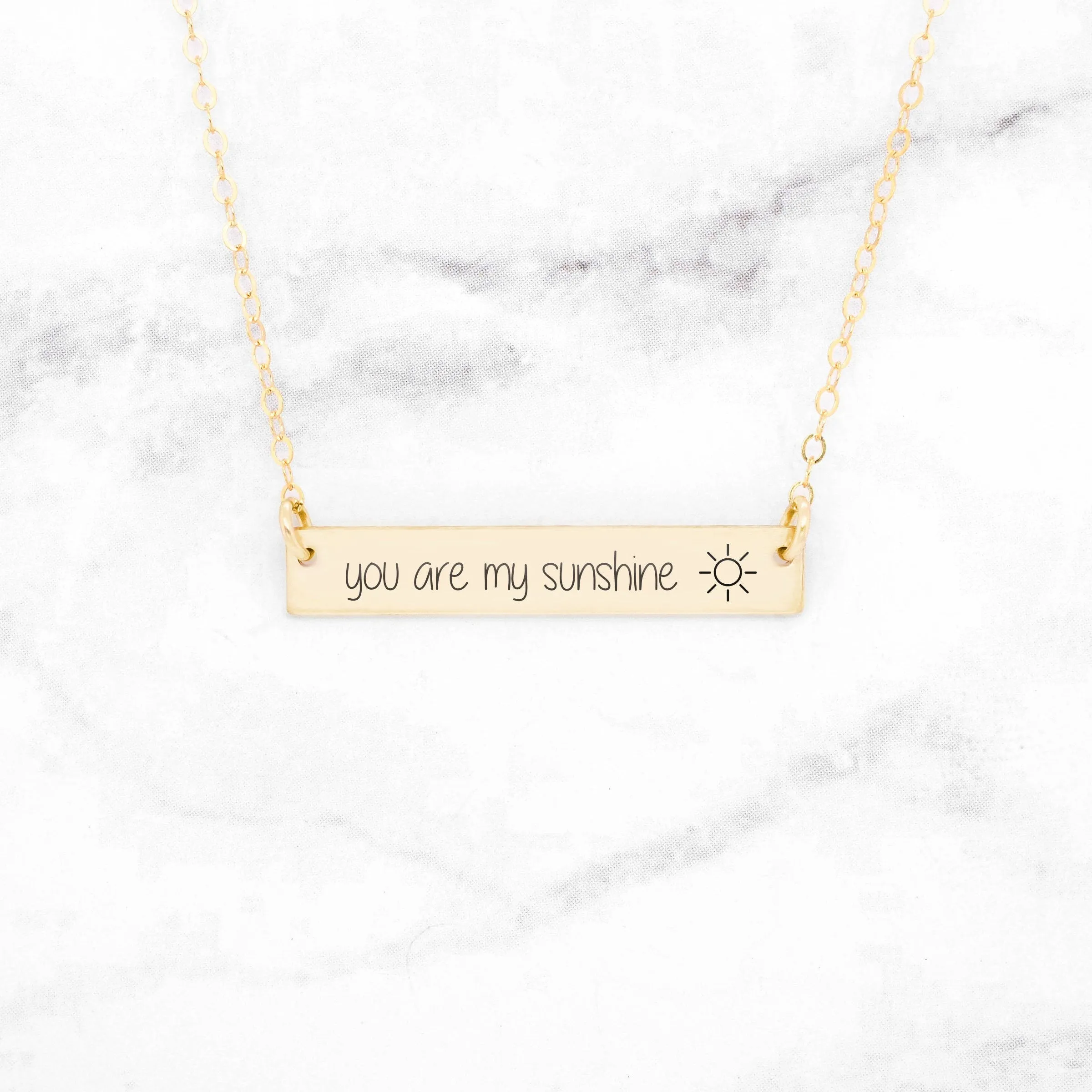 You Are My Sunshine Necklace - Rose Gold Bar Necklace