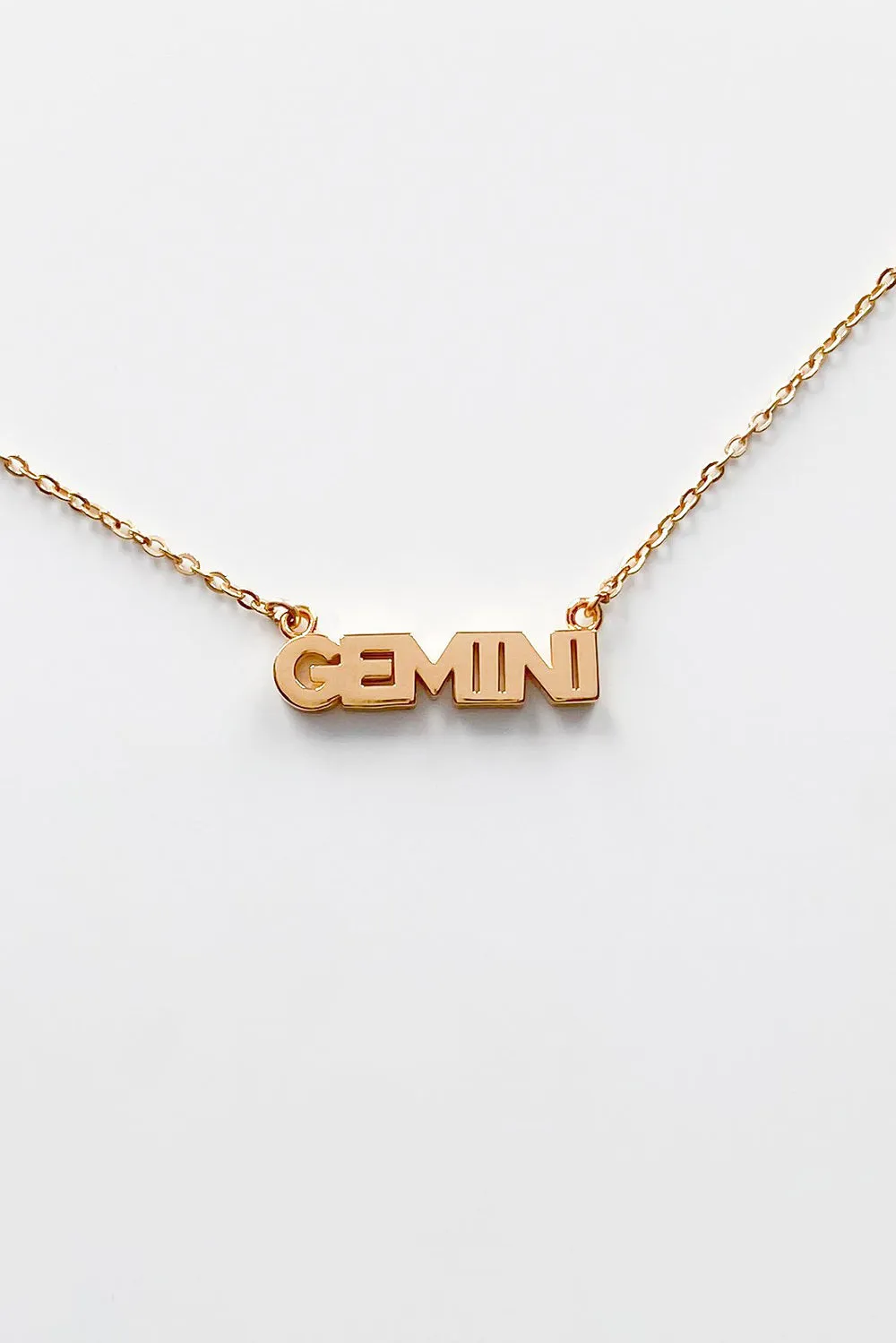Zodiac Block Font Script Necklace - Gemini