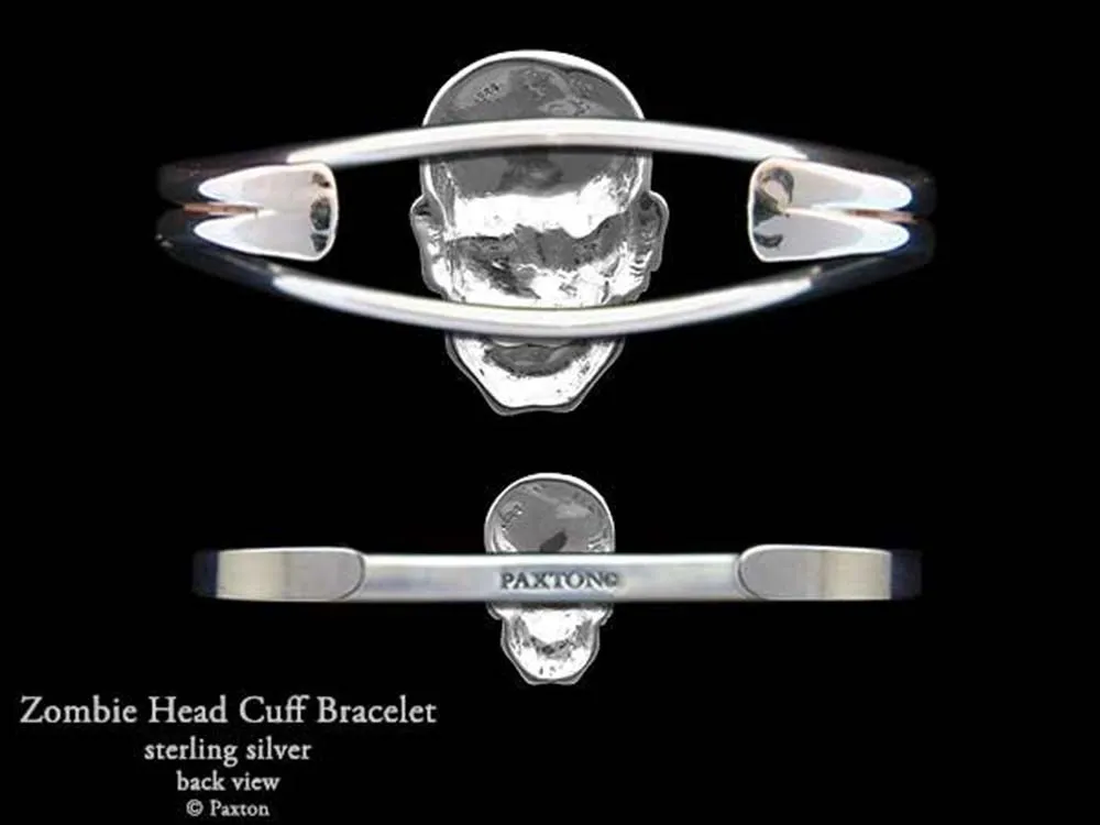Zombie Head Cuff Bracelet Sterling Silver